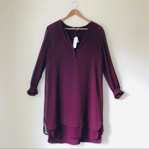Vince Maroon Silk Layered Dress new with tag